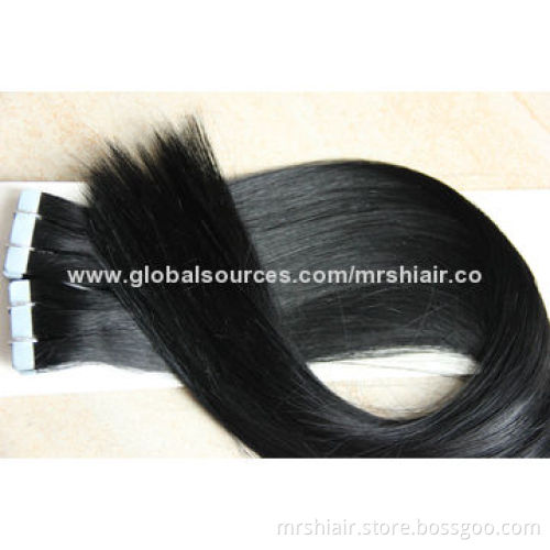20-Inch unprocessed Brazilian natural dark straight tape in hair